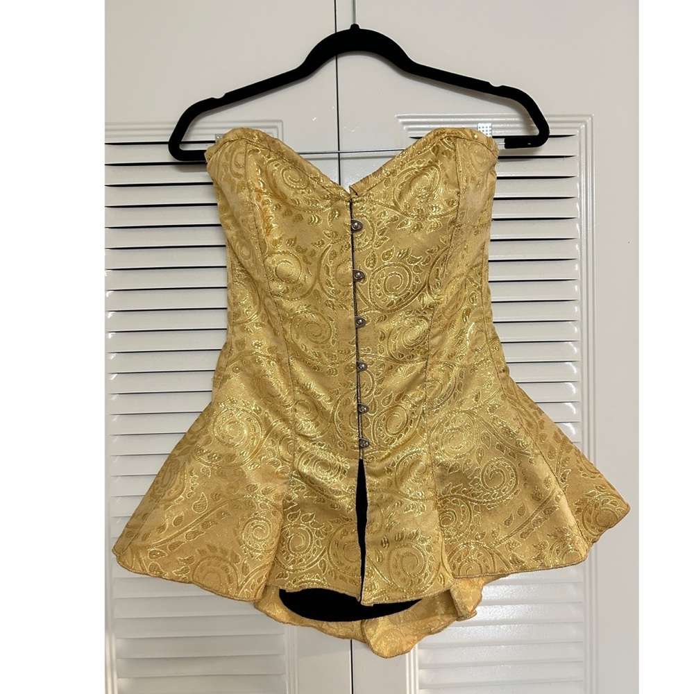 Gold Brocade Longline Corset Top
